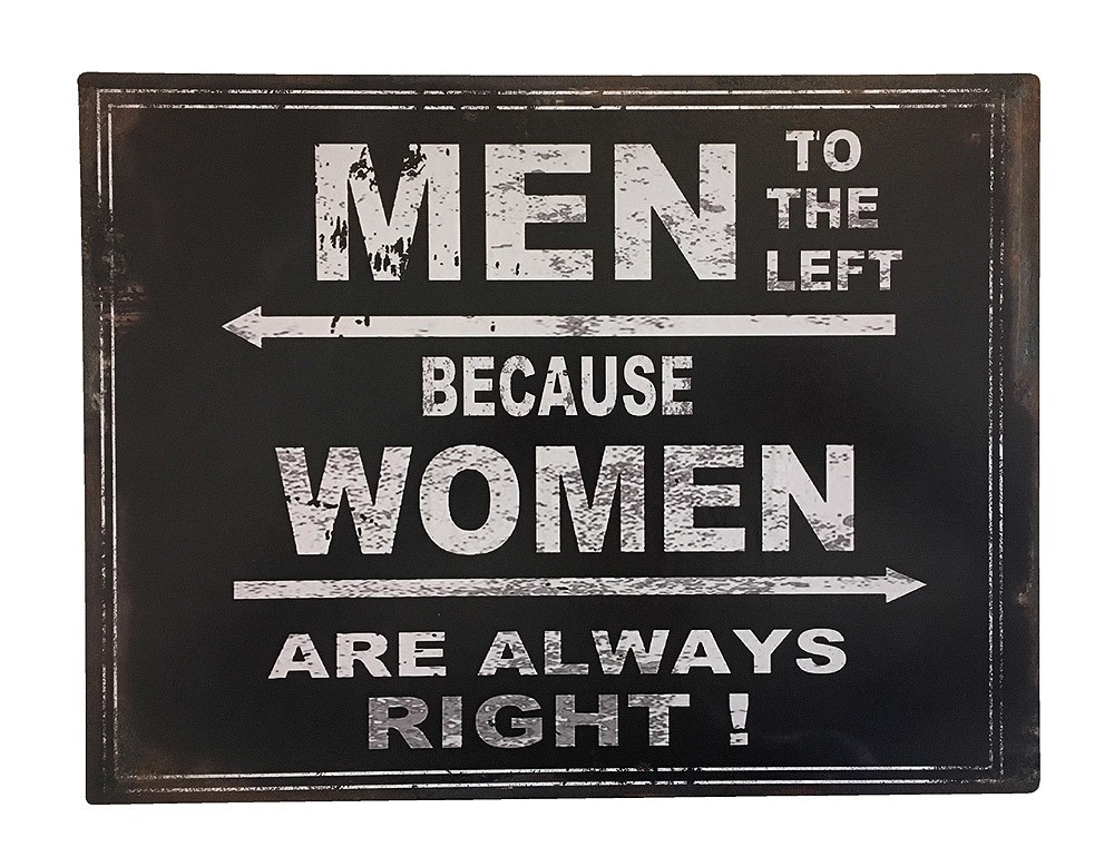 Blechschild MEN TO THE LEFT – WOMEN ARE ALWAYS RIGHT Vintage Toilette Nostalgie