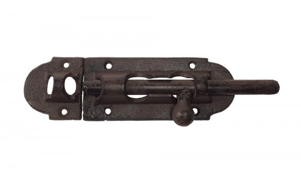 Rustikaler Türriegel Schlossriegel Schieberiegel Gusseisen Antik-Braun 19,5cm