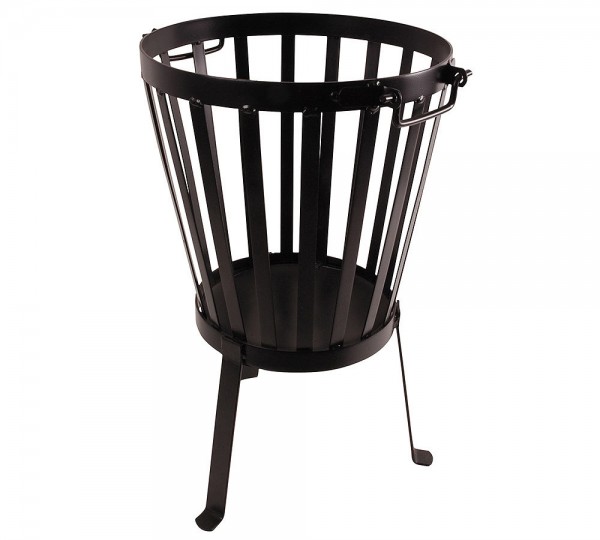 Rustikaler Feuerkorb Rund Eisen Schwarz 56 cm hoch