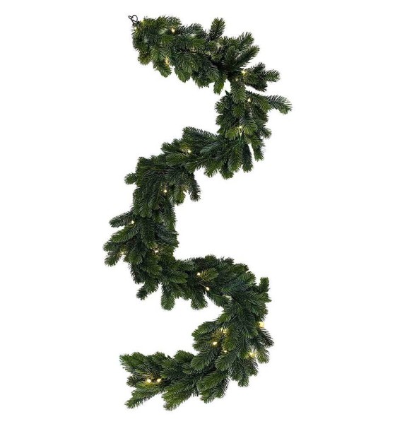 Tannengirlande Naturgetreu LED Beleuchtet Weihnachtsgirlande Außenbereich Timer 180cm