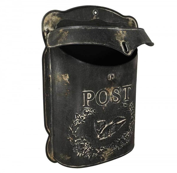Briefkasten POST Zink schwarz Postkasten mit Brieftaube Vintage Landhausstil