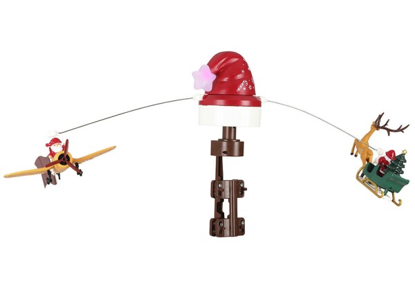 Christbaumspitze mit fliegendem Weihnachtsschlitten Flugzeug Bewegung Musik LED