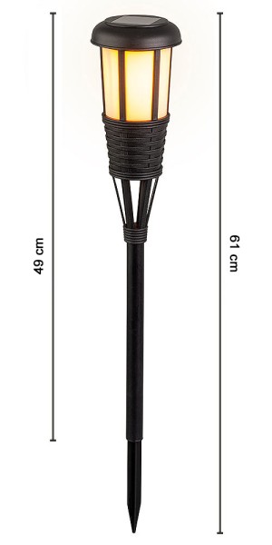Solar Fackel mit Flammeneffekt Schwarz LED Lichtsensor Gartenfackel 61cm