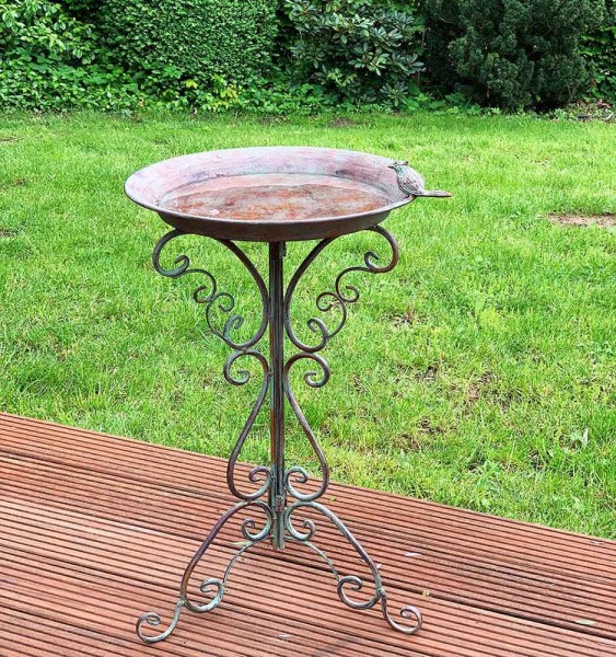 Große Vogeltränke auf Ständer Eisen Grün Vogelbad Standvogeltränke Antik-Stil
