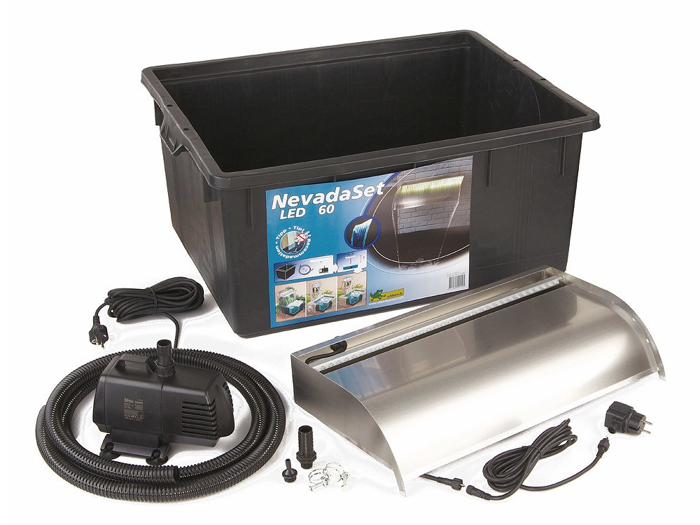 Ubbink Nevada 60 LED SET Wasserfall-Set Edelstahl Beleuchtet