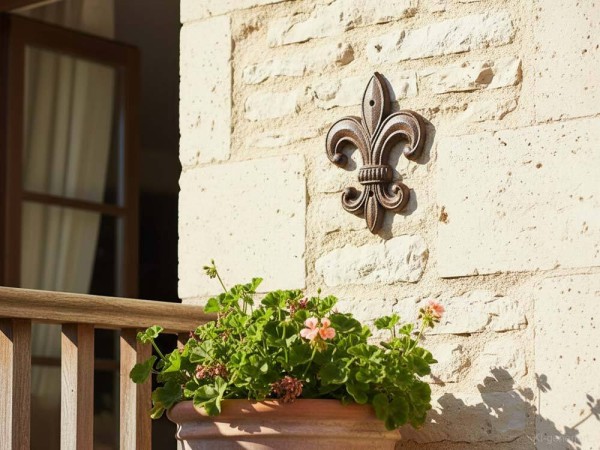 Lilie Deko Groß Gusseisen Französische Fleur-de-Lys für Wand Antik-Stil Braun