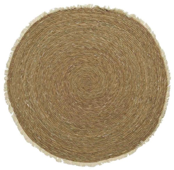 Jute Teppich Rund Boho Style Marrakesch Naturfaser Geflochten Fransen 100cm
