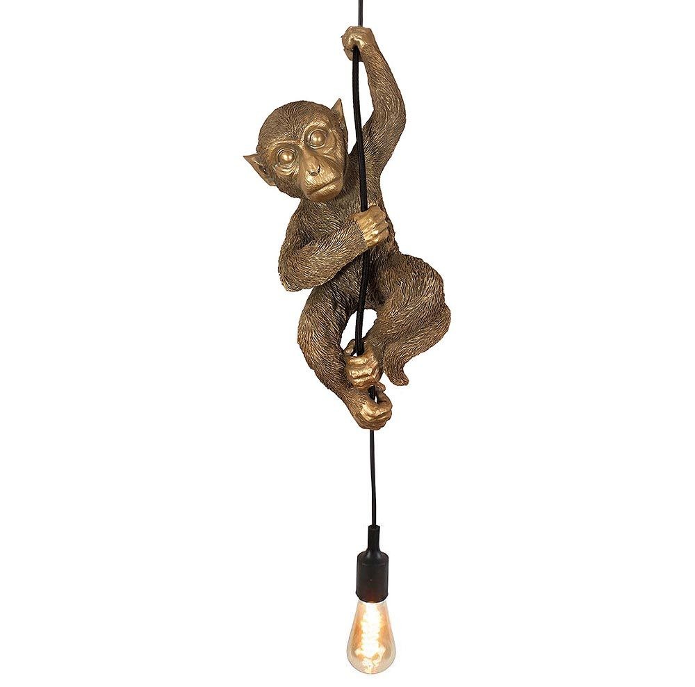 Lampe Affe Gold hängend am Seil Hängelampe Monkey Pendelleuchte Vintage