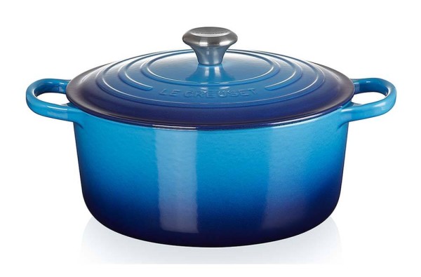 Le Creuset Bräter Signature Rund Gusseisen Azure Blau