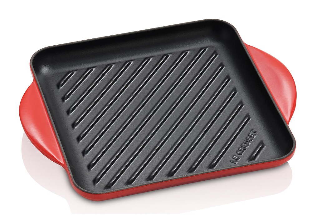 Le Creuset Grillplatte quadratisch Gusseisen Kirschrot 24cm