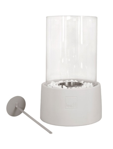 Leeff Stonefire Tischkamin Bio-Ethanol Tischfeuer Rund Weiß 29 cm