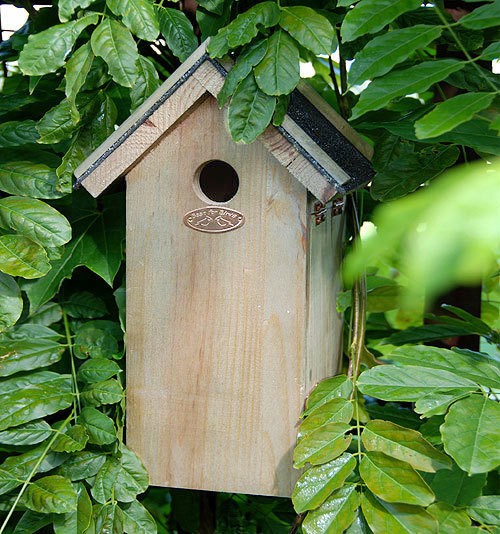 Vogelhaus für Kohlmeisen Nistkasten Holz mit Bitumendach 31cm
