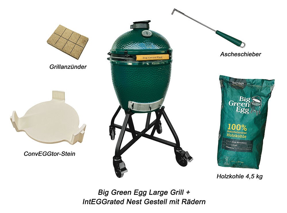 Big Green Egg Starter-Set Large Keramikgrill Holzkohlegrill Kamadogrill + Zubehör