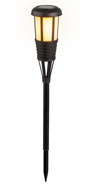 Solar Fackel mit Flammeneffekt Schwarz LED Lichtsensor Gartenfackel 61cm