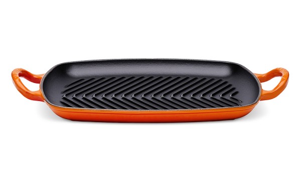 Le Creuset Rechteckige Grillplatte Signature Gusseisen Ofenrot 30cm