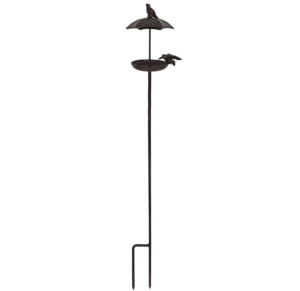 Vogeltränke Gusseisen Vogelbad Gartenstecker Futterschale Gartenstab Gartendeko