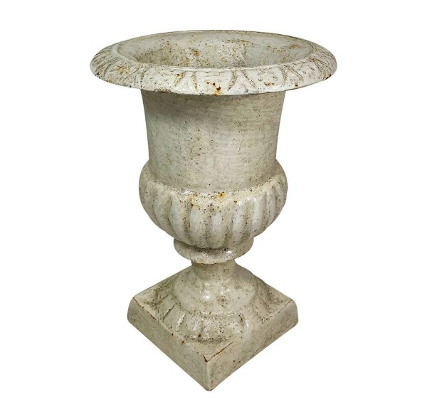 Französische Louvre Vase Amphore Gusseisen Schwer Antik-Stil Weiß 22cm