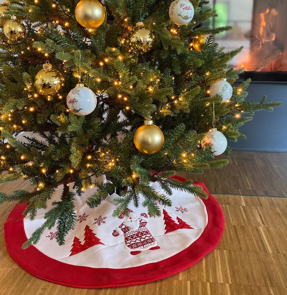 Weihnachtsbaumdecke Weihnachtsmann Weiß Rot Christbaum-Unterlage Ø 90cm