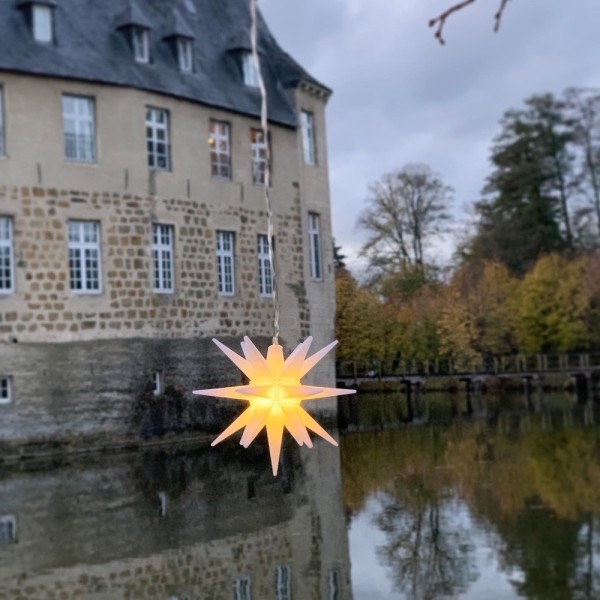 Weihnachtsstern Beleuchtet LED Stern Außen Innen zum Hängen Batterie Timer 12cm