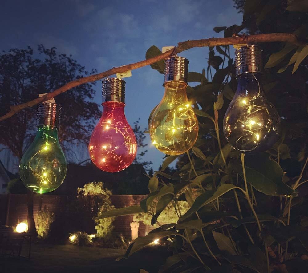 4 Stück Solar Glühbirne für Garten LED Bunt Partyleuchten für Pavillon Partydeko