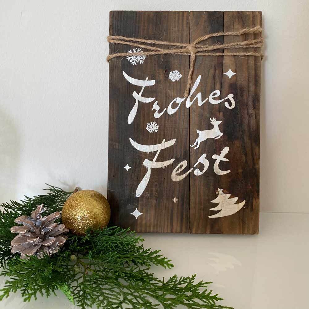 Deko Schild Weihnachten Frohes Fest Holzschild Vintage Braun 29x20cm Deko Schild Weihnachten Frohes Fest Holzschild Vintage Braun 29x20cm
