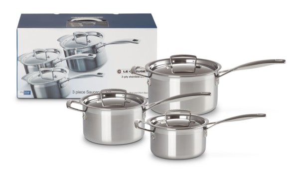 Le Creuset 3-Ply Profi-Topfset 3-teilig Edelstahl