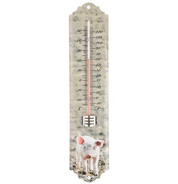 Wandthermometer Bauernhof-Motiv Schwein Thermometer Metall 30cm