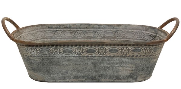 Zinktopf Pflanztopf Zink Blumentopf Oval Lang mit Griffen Landhausstil 40cm