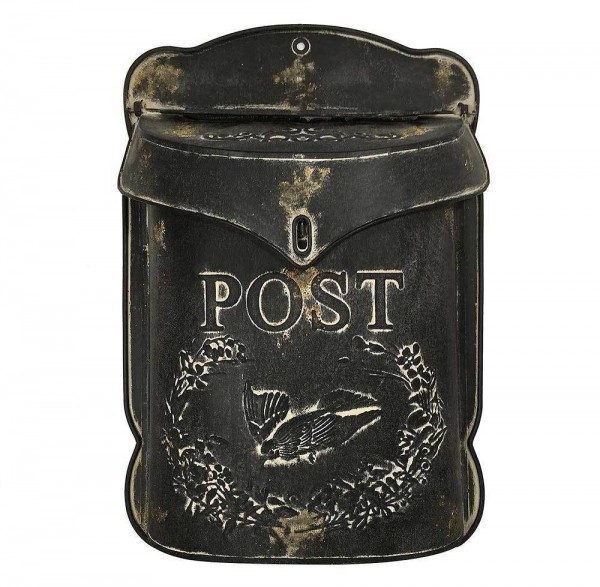Briefkasten POST Zink schwarz Postkasten mit Brieftaube Vintage Landhausstil