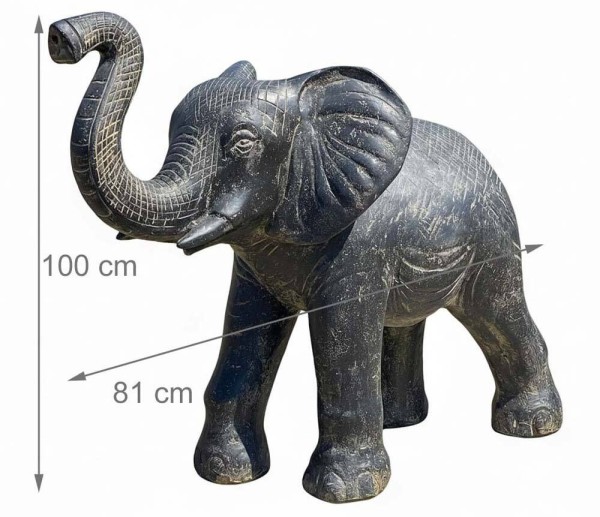 Wasserspeier Elefant aus Stein Groß XXL Teichfigur Gartenfigur 100 cm