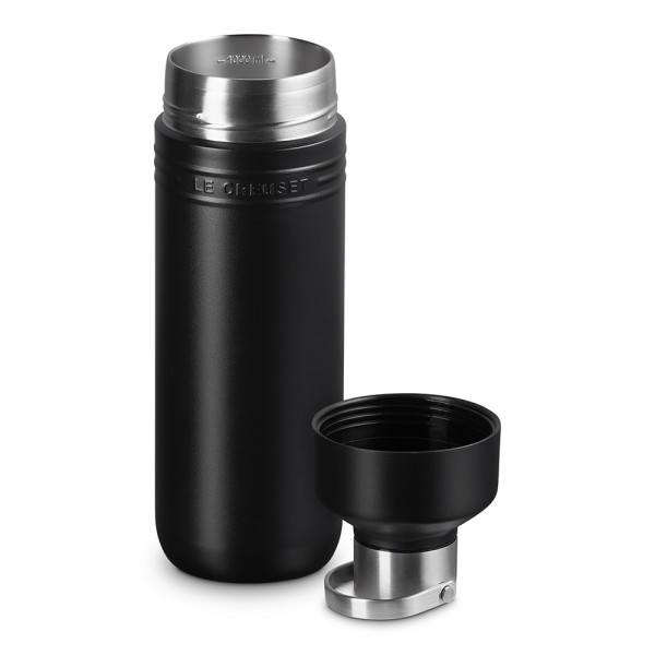 Le Creuset Trinkflasche On The Go Edelstahl Isolierflasche Schwarz Matt
