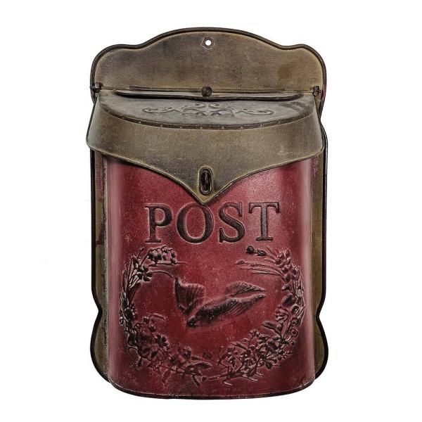 Briefkasten POST Zink Rot Postkasten mit Brieftaube Vintage Landhausstil