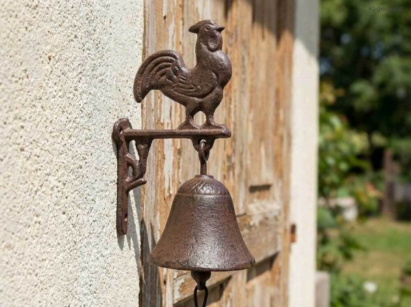 Türglocke Hahn Glocke Landhausstil Gusseisen Rustikal Antik-Stil Braun