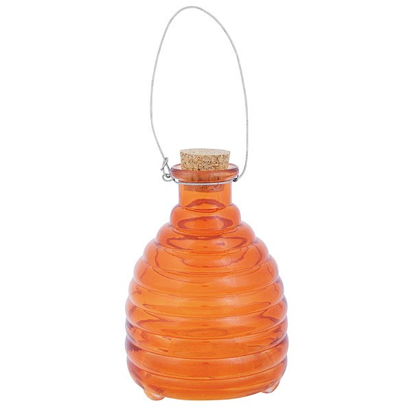 Wespenfalle Glas Orange zum Aufhängen Instektenfalle Wespenglas Garten 13cm