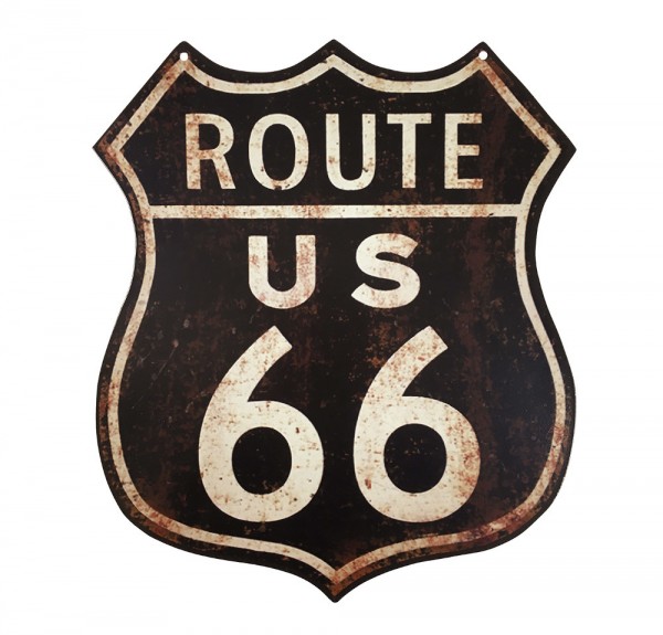 Blechschild ROUTE 66 US Roadsign Nostalgie Vintage Straßenschild 35x30cm