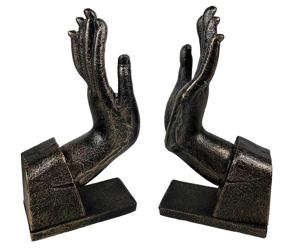 Buchstützen Hände 2 Stück Buchständer Gusseisen Antik-Stil Paar Bronze-Optik