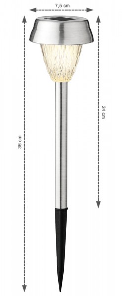 Solar Gartenleuchte 4 Stück Edelstahl LED Solarlampe Beleuchtung Warmweiß 24cm