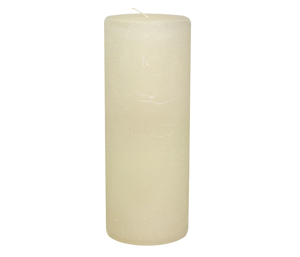 Rustic Stumpenkerze Premium Kerze Elfenbein Weiß 10x30cm - 160 Std Brenndauer