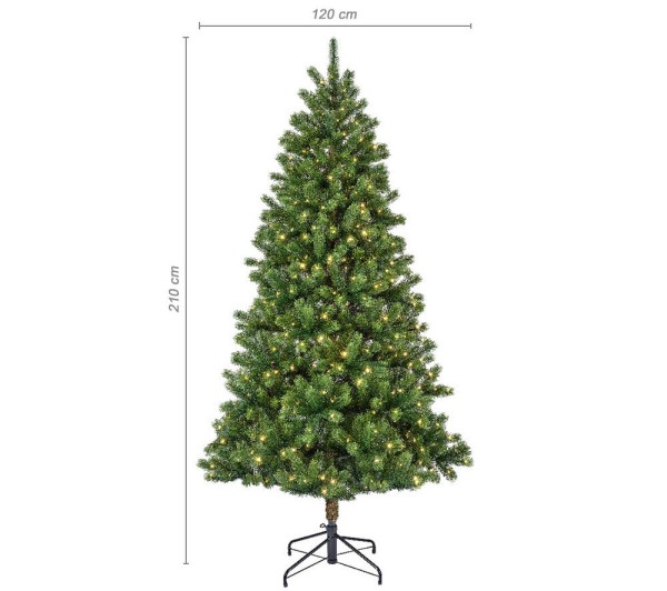 Weihnachtsbaum Künstlich Tanne Premium 210 cm Naturgetreu mit LED Beleuchtung