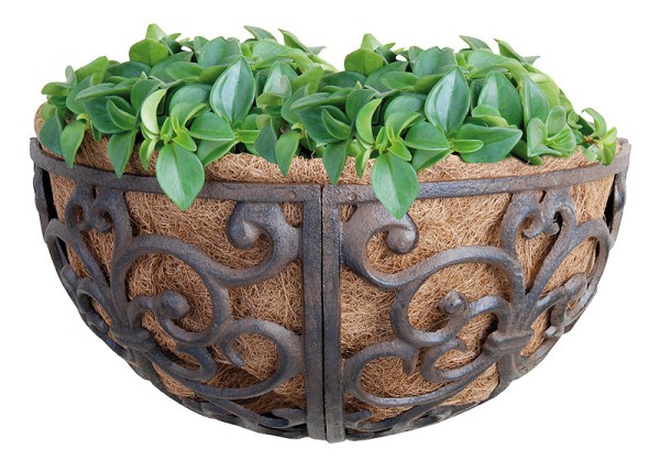 Rustikale Wandschale Blumenschale Pflanzschale Halbrund Gusseisen 35x18cm