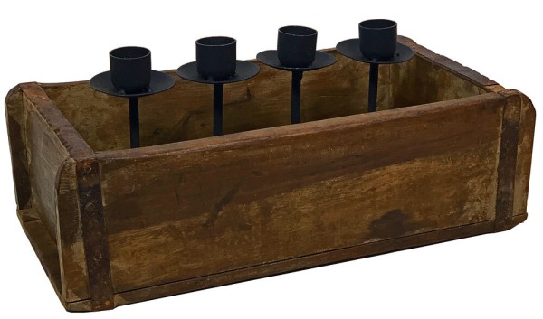 Adventskranz Alte Ziegelform zum Dekorieren Holz 4 Kerzenhalter Vintage-Stil