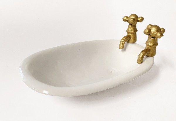 Seifenschale Alte Badewanne Metall Vintage Stil Nostalgie Wasserhahn Weiß