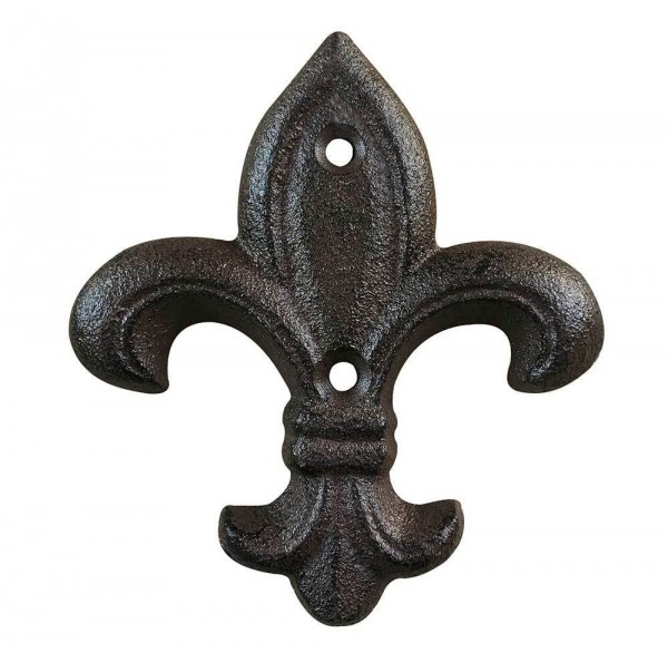 Französische Lilie Fleur-de-Lys Wanddekoration Gusseisen Antik-Stil Braun 11cm