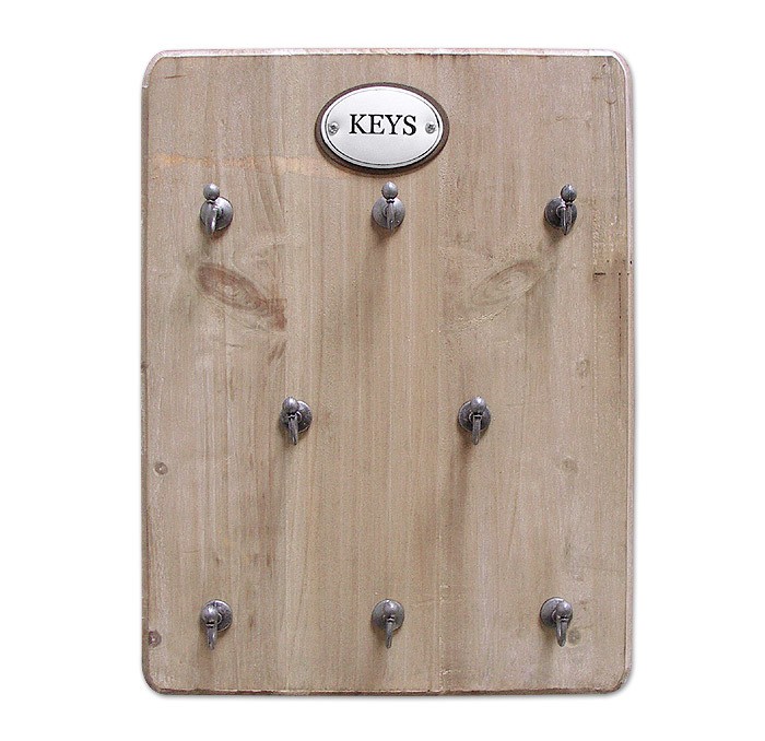 Schlüsselbrett Keys 8 Haken Schlüsselkasten Holz Landhausstil Braun 25x33cm
