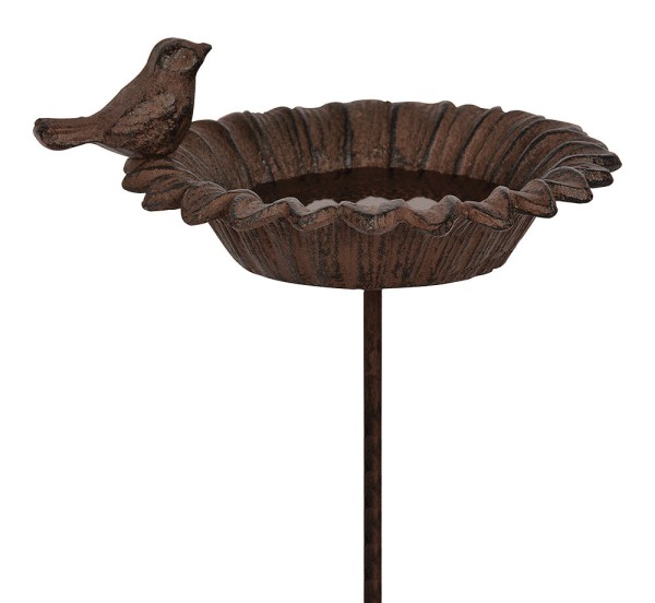 Vogeltränke auf Stab Futterschale Vogelbad Gartenstecker Gusseisen Vintage 75,5cm
