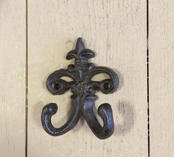 Garderobenhaken Lilie Doppel Kleiderhaken Wandhaken Gusseisen Braun