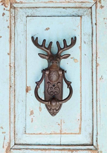 Türklopfer Hirsch Gusseisen Antik-Braun Rentier Nostalgie Landhausstil 24cm