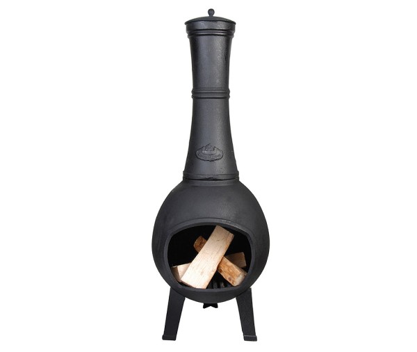 Terrassenofen Gusseisen Aztekenofen Terassenkamin Schwarz 104cm