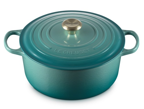 Le Creuset Bräter Signature Rund Gusseisen Bleu Riviera Blau