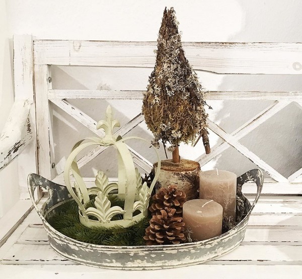 Dekokrone Lilie Metall Creme Weiß Krone Metallkrone Antik-Stil Barock